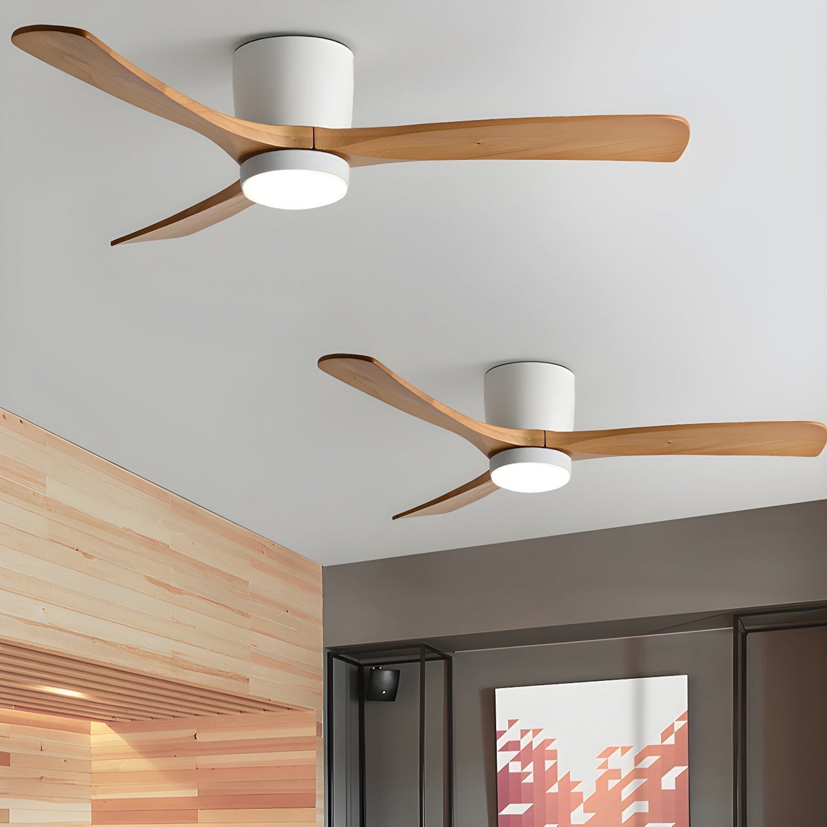 Nordic Wooden Ceiling Fan Light with Remote & LED 2