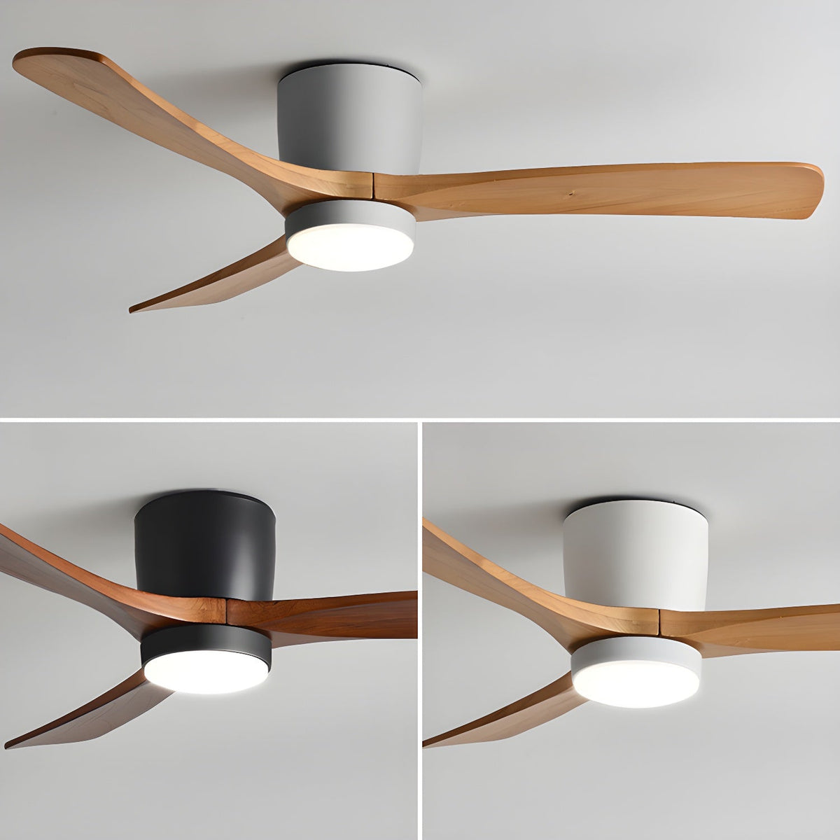 Nordic Wooden Ceiling Fan Light with Remote & LED 3