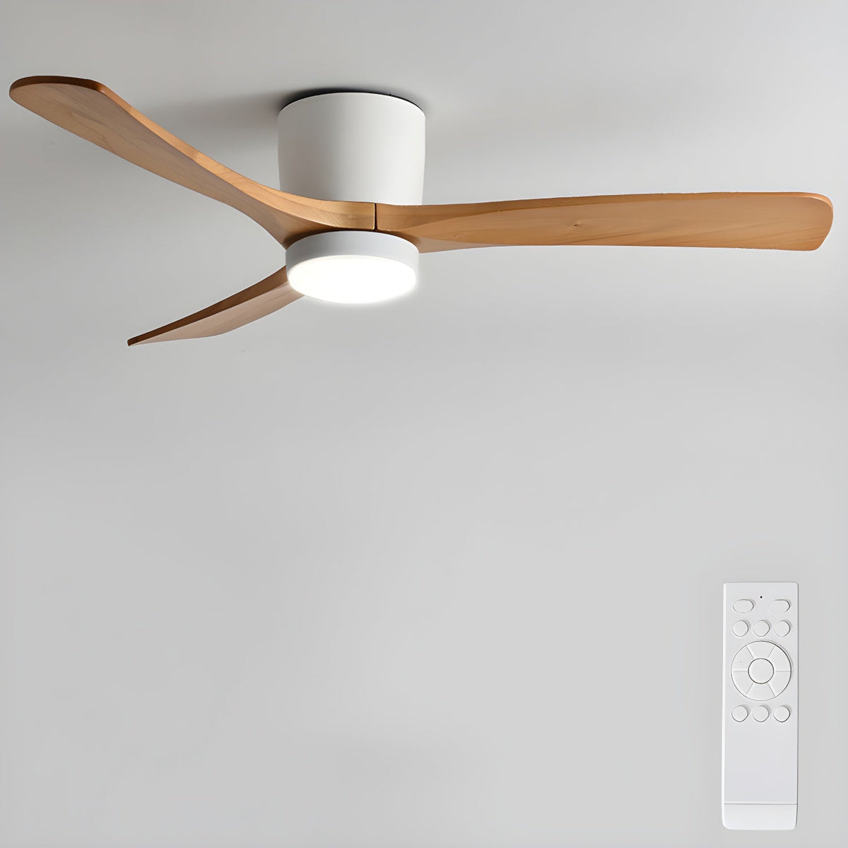 Nordic Wooden Ceiling Fan Light with Remote & LED 8