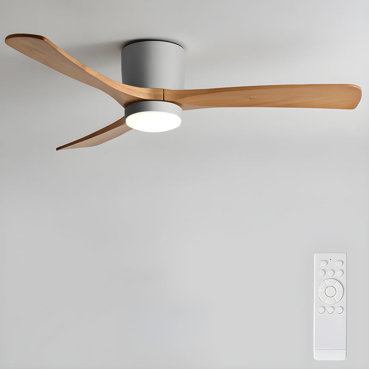 Nordic Wooden Ceiling Fan Light with Remote & LED 9