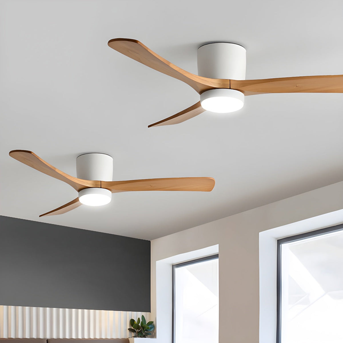 Nordic Wooden Ceiling Fan Light with Remote & LED 1
