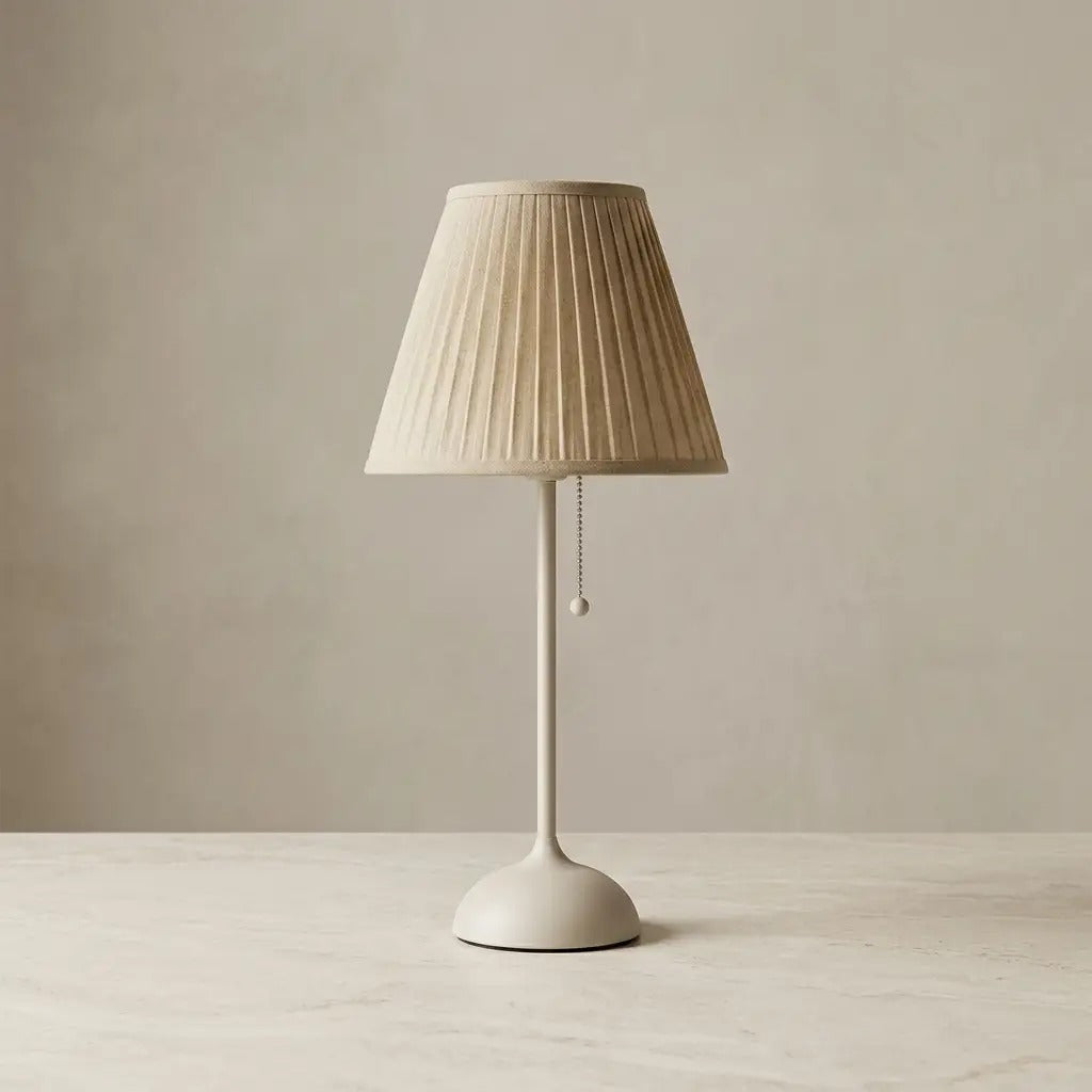 NordShade | Natural Pleated Fabric Table Lamp with Matte Base
