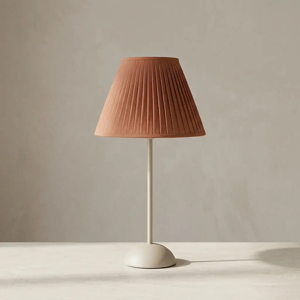 OcraLux | Terracotta Pleated Shade Table Lamp with Slim Metal Base
