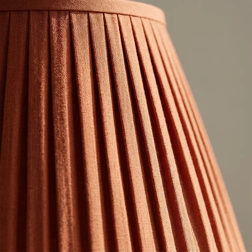 OcraLux | Terracotta Pleated Shade Table Lamp with Slim Metal Base