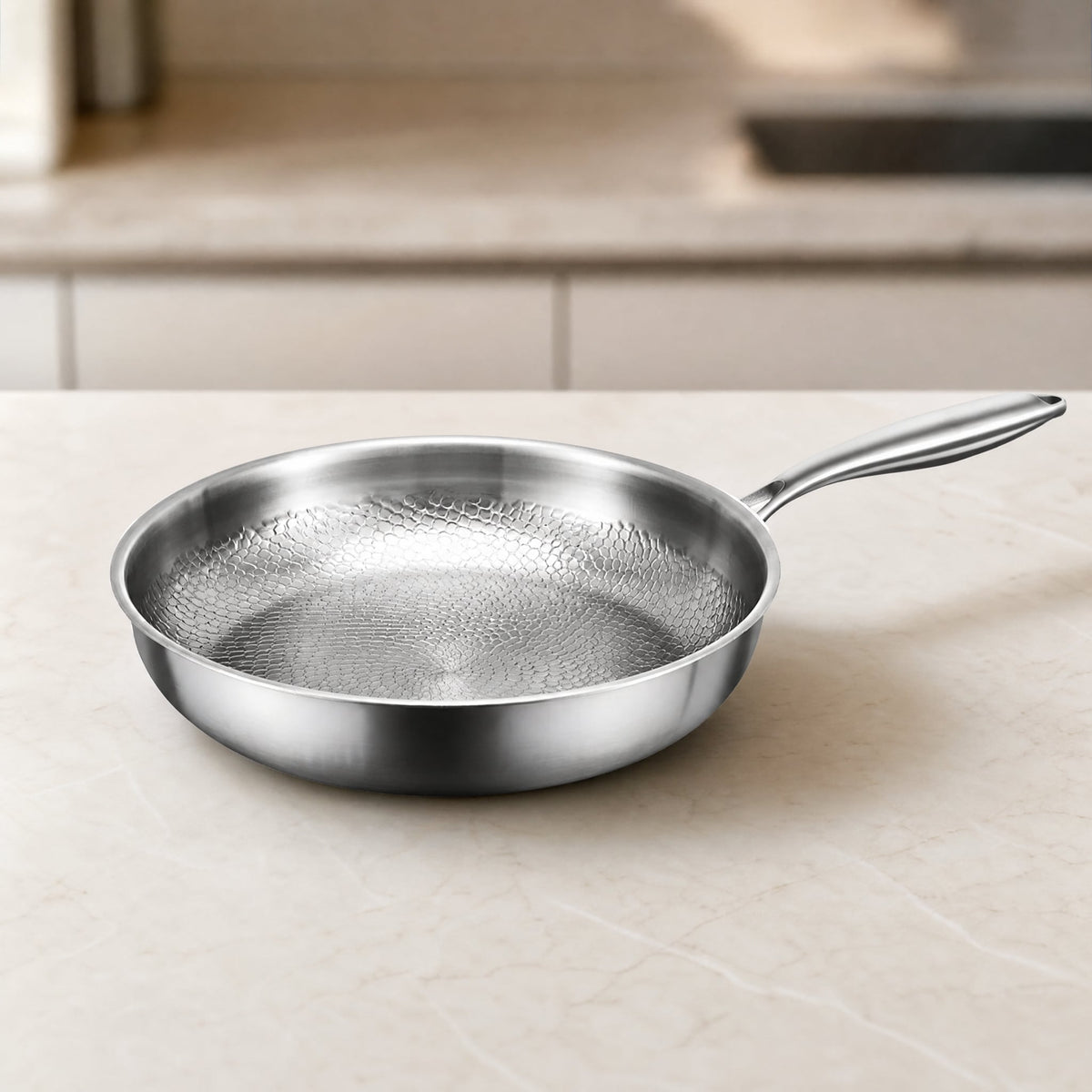 Honeycomb Stainless Steel Frying Pan — No Chemical Coating 12
