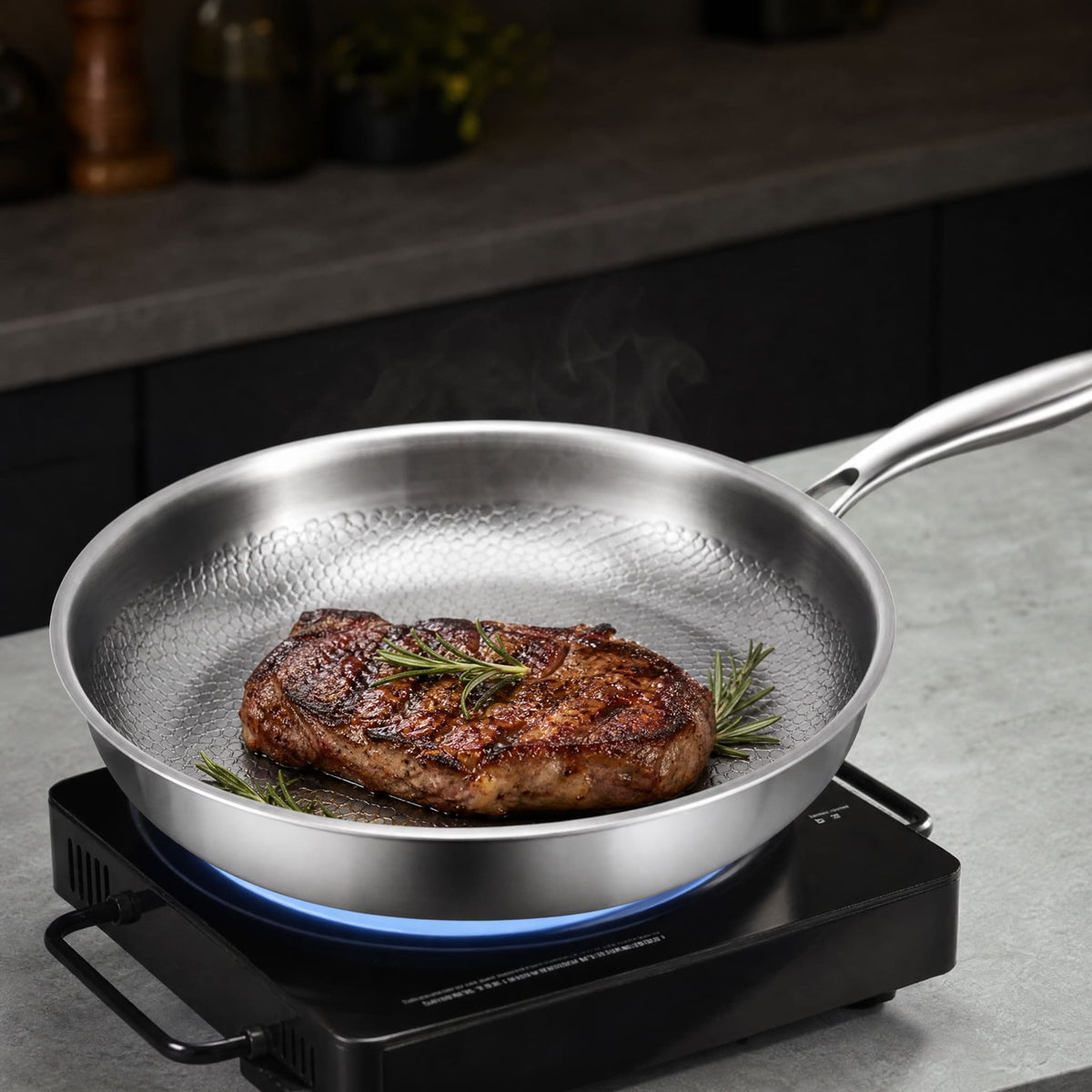 Honeycomb Stainless Steel Frying Pan — No Chemical Coating 5
