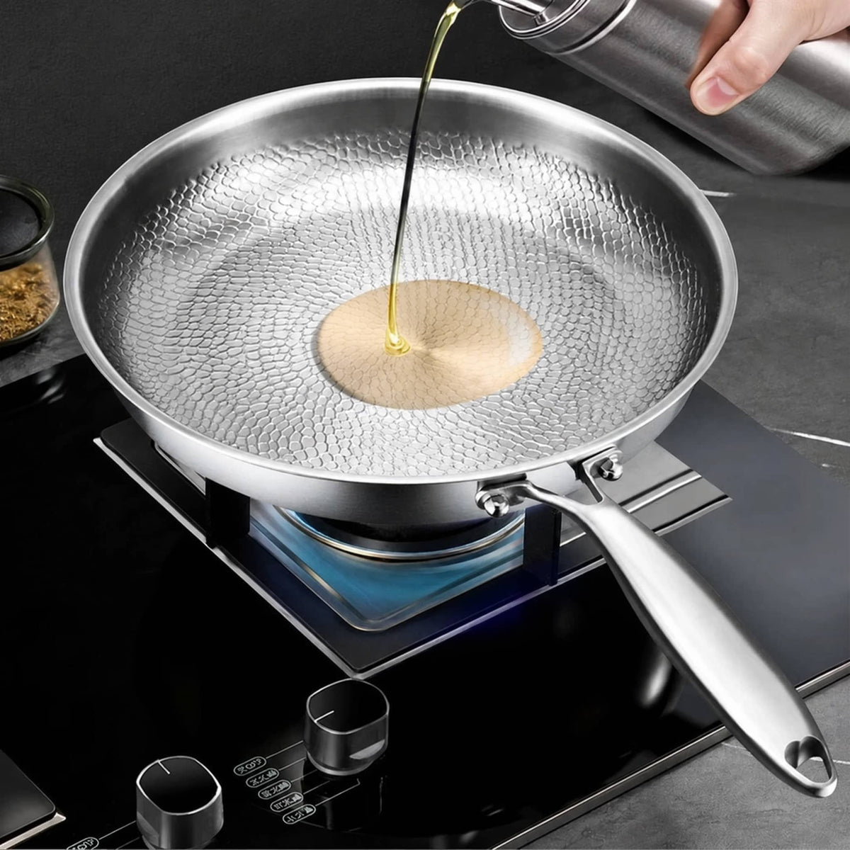 Honeycomb Non-Stick Stainless Steel Frying Pan — Gas & Induction 2