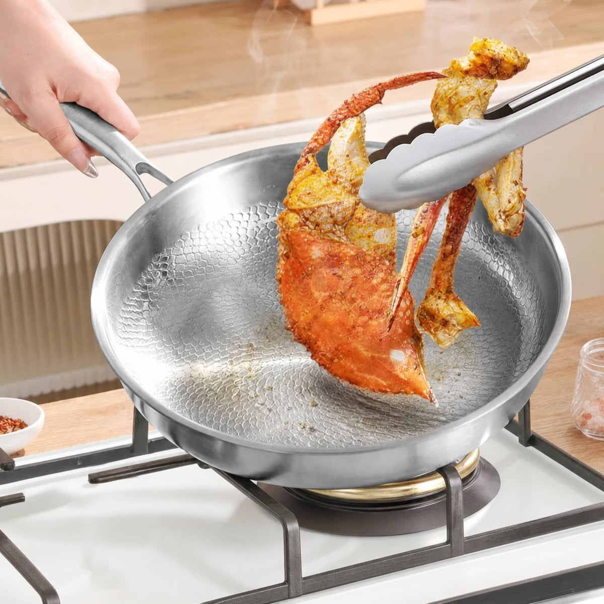 Honeycomb Non-Stick Stainless Steel Frying Pan — Gas & Induction 3