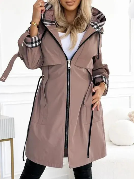 Women's Waterproof Windproof Zip Coat — Tailored Hooded Fit 1