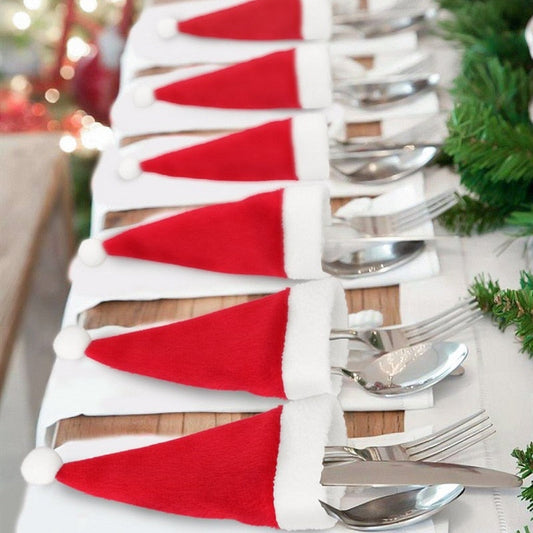 Christmas Silverware Holders — Mini Santa Set of 10 1