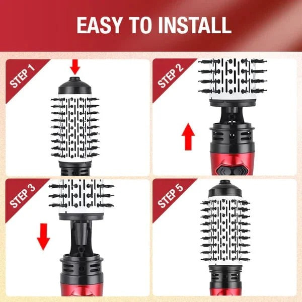 Rotating Hair Dryer Brush — 2 Interchangeable Heads & 360° Spin 10