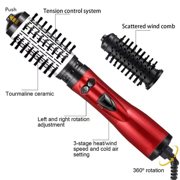 Rotating Hair Dryer Brush — 2 Interchangeable Heads & 360° Spin 13