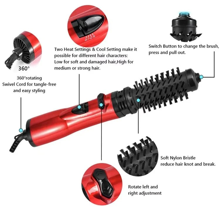 Rotating Hair Dryer Brush — 2 Interchangeable Heads & 360° Spin 9