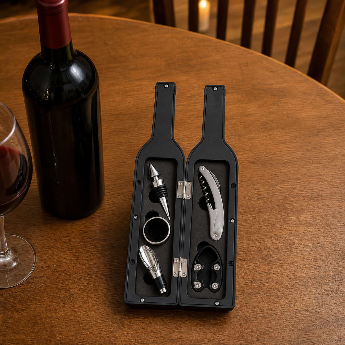 Wine Accessory Gift Set in Bottle-Shaped Case — 3 or 5 Pieces 2