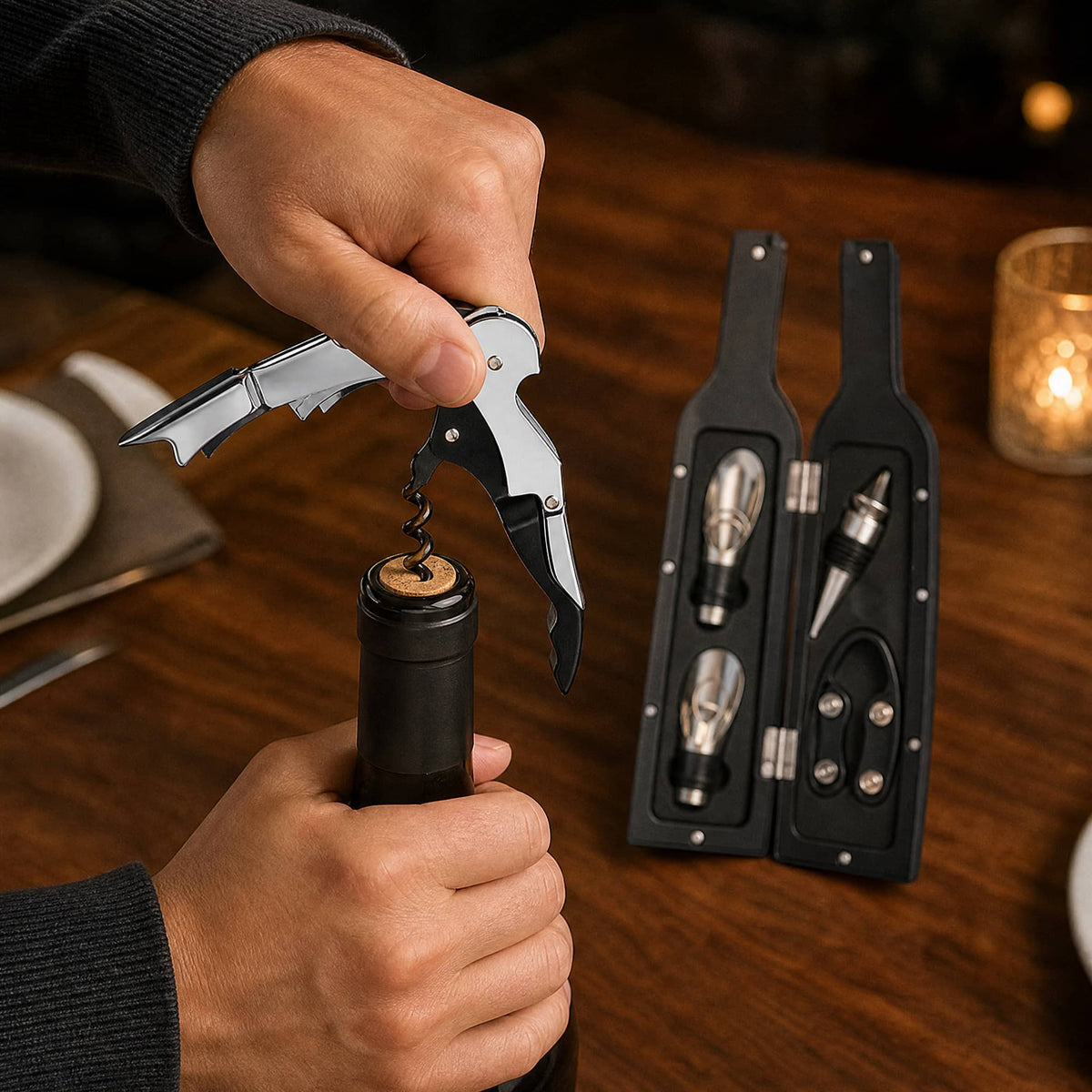 Wine Accessory Set in Bottle Case — 5 or 3 Piece Gift Set 2