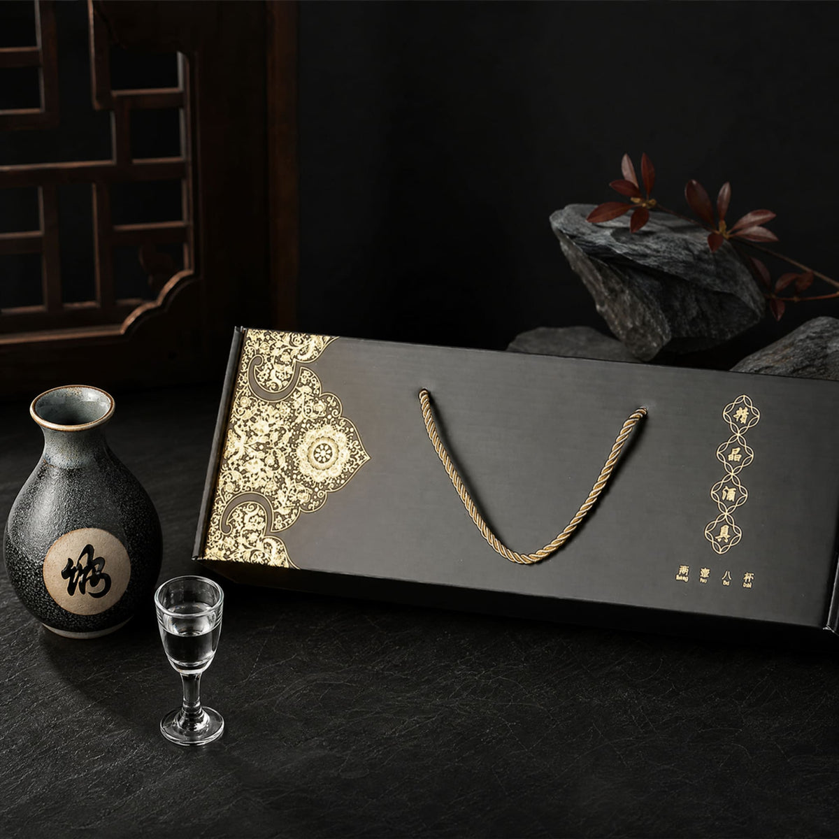 Chinese Baijiu Gift Set — 8 Shot Glasses & 2 Glass Decanters 6