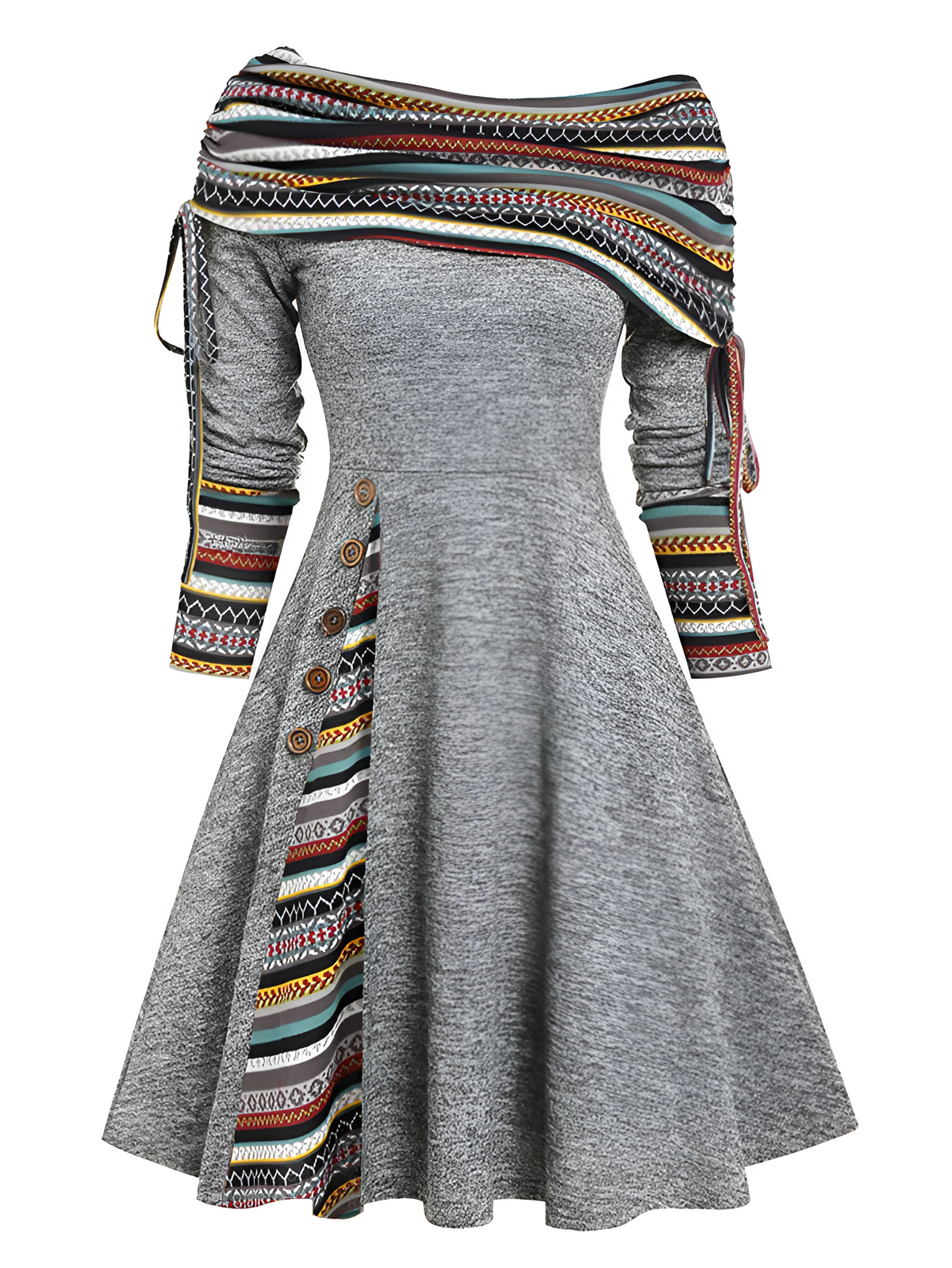Women's Off-Shoulder Fitted Midi Dress — Bardot Style 4