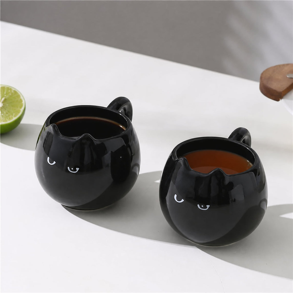 Black Cat Ceramic Mug with Ears — Kawaii 380ml Cup 4