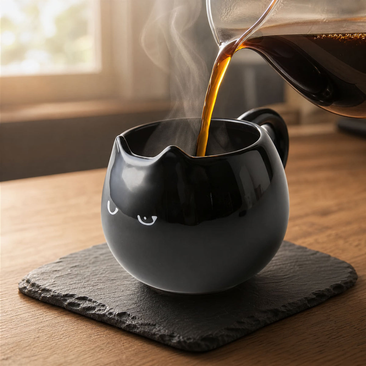 Black Cat Ceramic Mug with Ears — Kawaii 380ml Cup 5