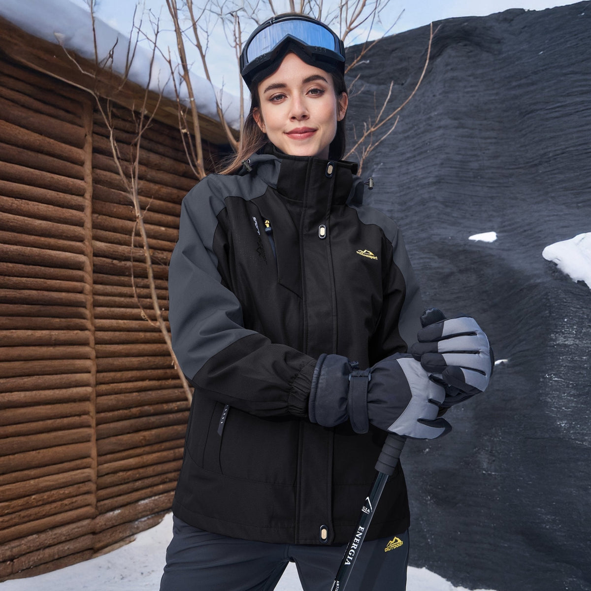 Women's Waterproof 3-in-1 Fleece Ski Jacket — Windproof Shell 11
