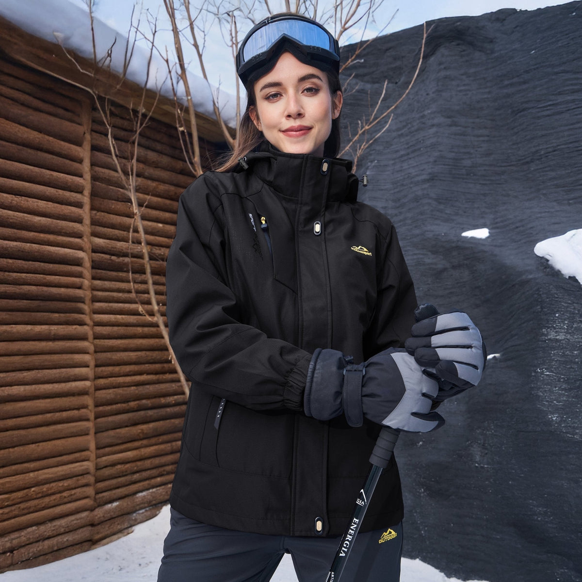Women's Waterproof 3-in-1 Fleece Ski Jacket — Windproof Shell 30