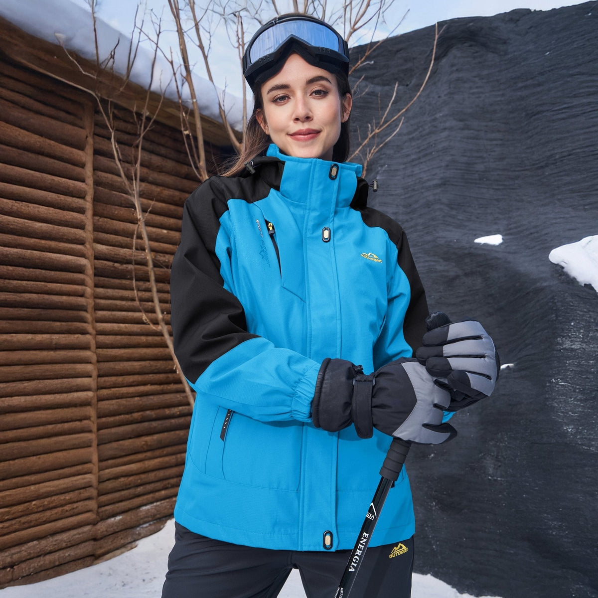 Women's Waterproof 3-in-1 Fleece Ski Jacket — Windproof Shell 23