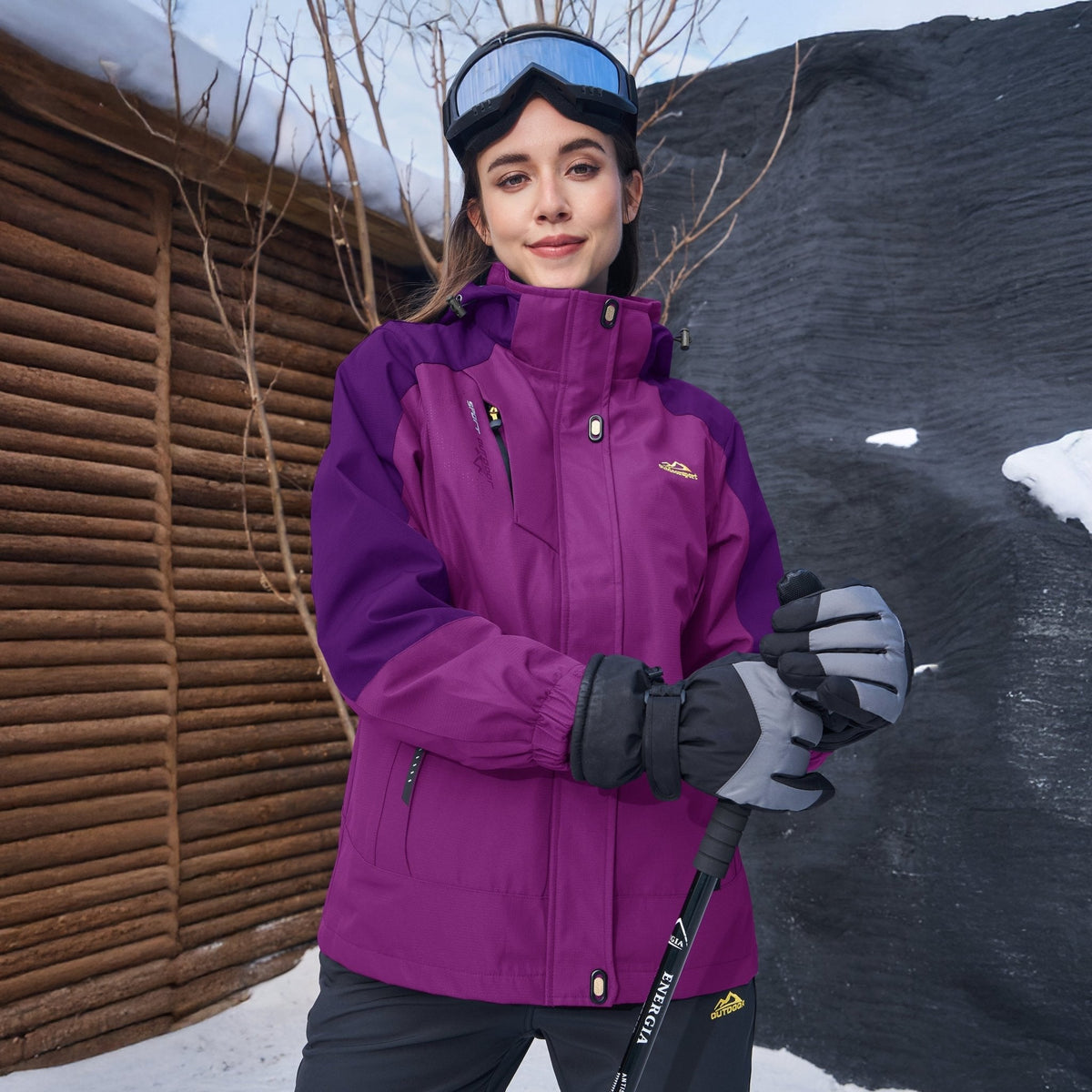 Women's Waterproof 3-in-1 Fleece Ski Jacket — Windproof Shell 17
