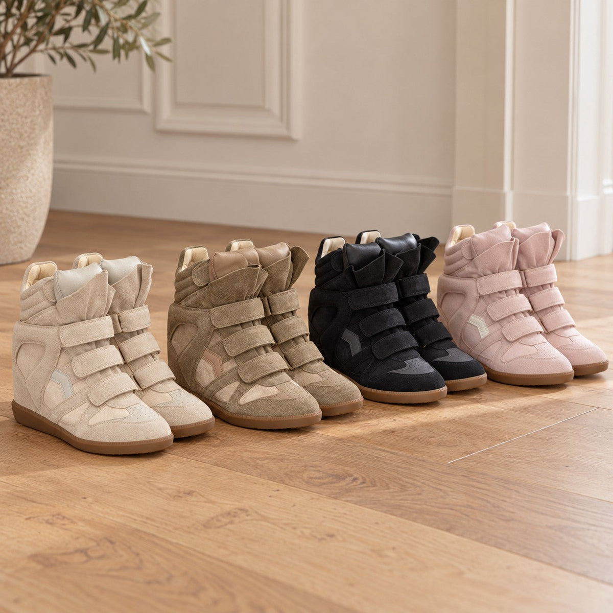 Wedge Sneakers Women — Hidden Wedge High-Top Velcro Shoes 3